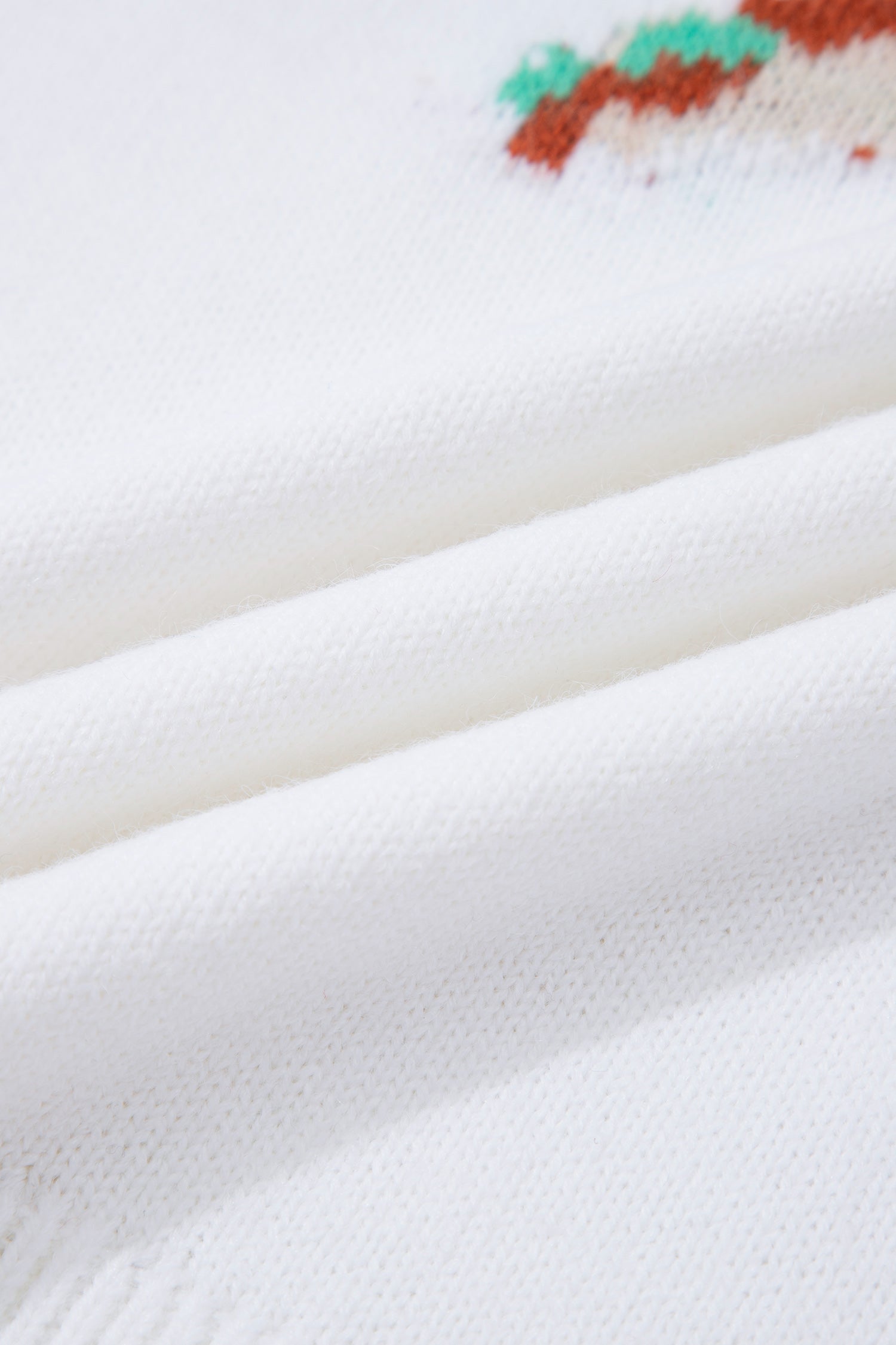 White Drop Shoulder Round Neck Long Sleeve Pullover Sweater