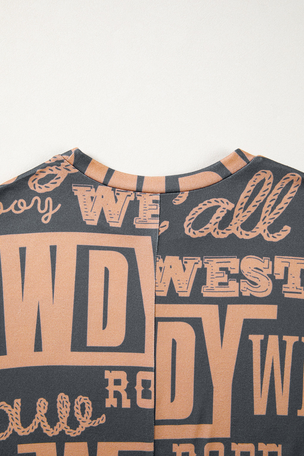 Dark Grey Howdy Cowboy Letter Printed Western Fashion Tee