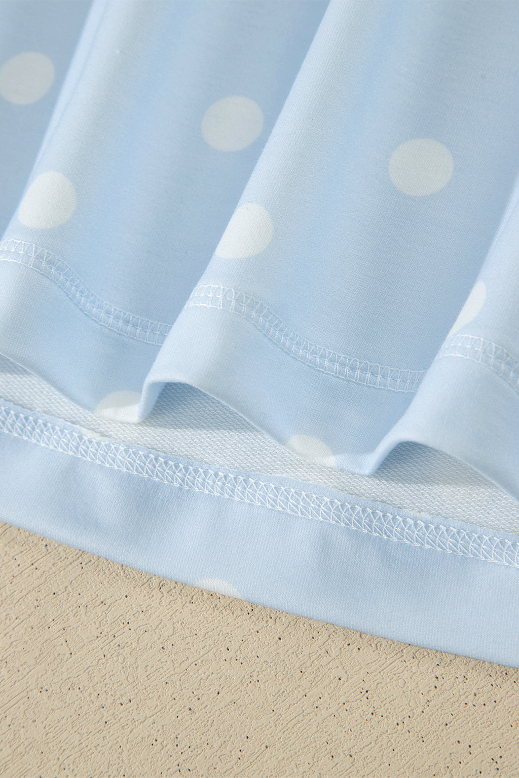 White Exposed Seam Detail Polka Dot Loose Tee Drawstring Shorts Set
