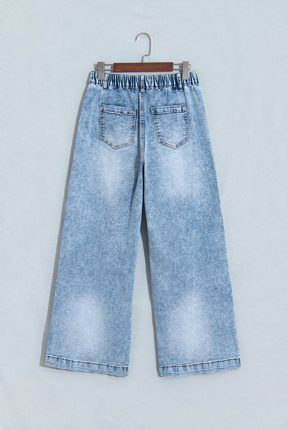 Beau Blue Studded Wide-Leg Jeans with Frayed Detail