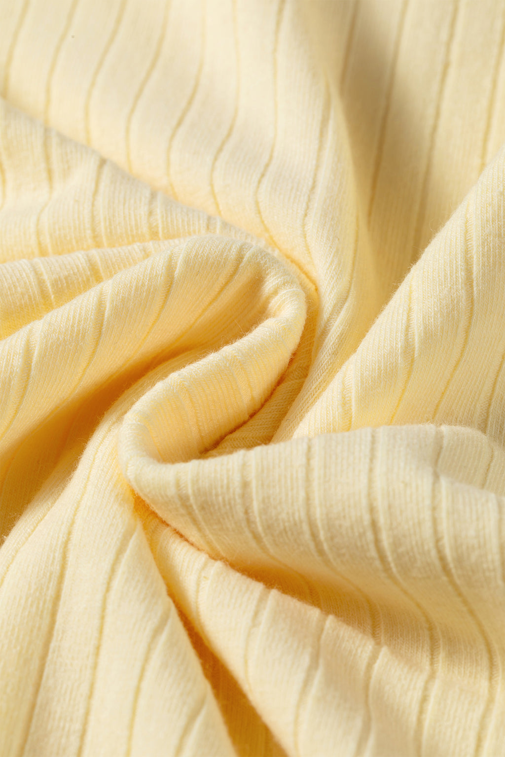 Yellow Ribbed Knit Color Block Trim Tee and Drawstring Skirt Set