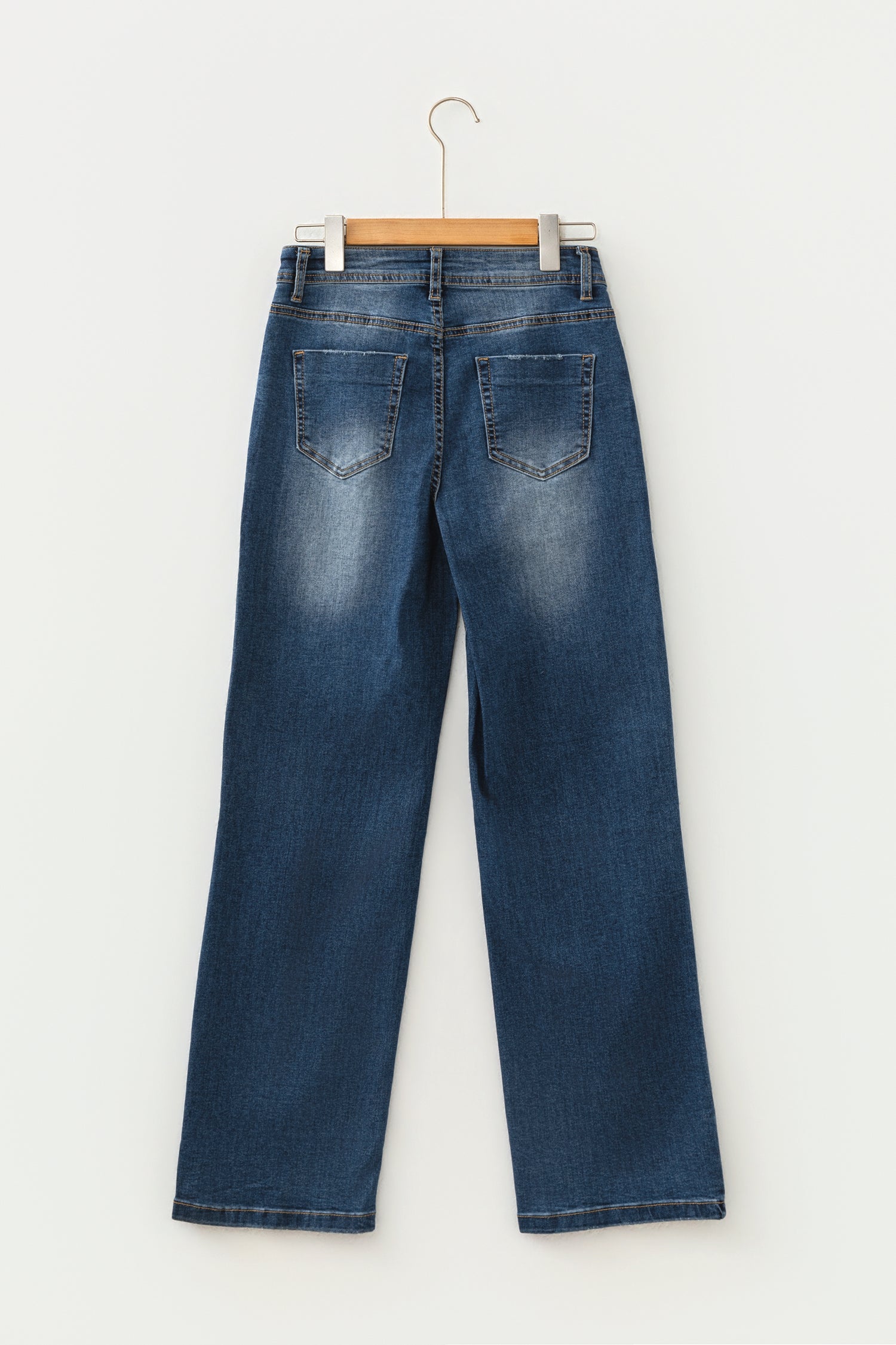 Ashleigh Blue Acid Washed Straight Leg Full Length Casual Jeans