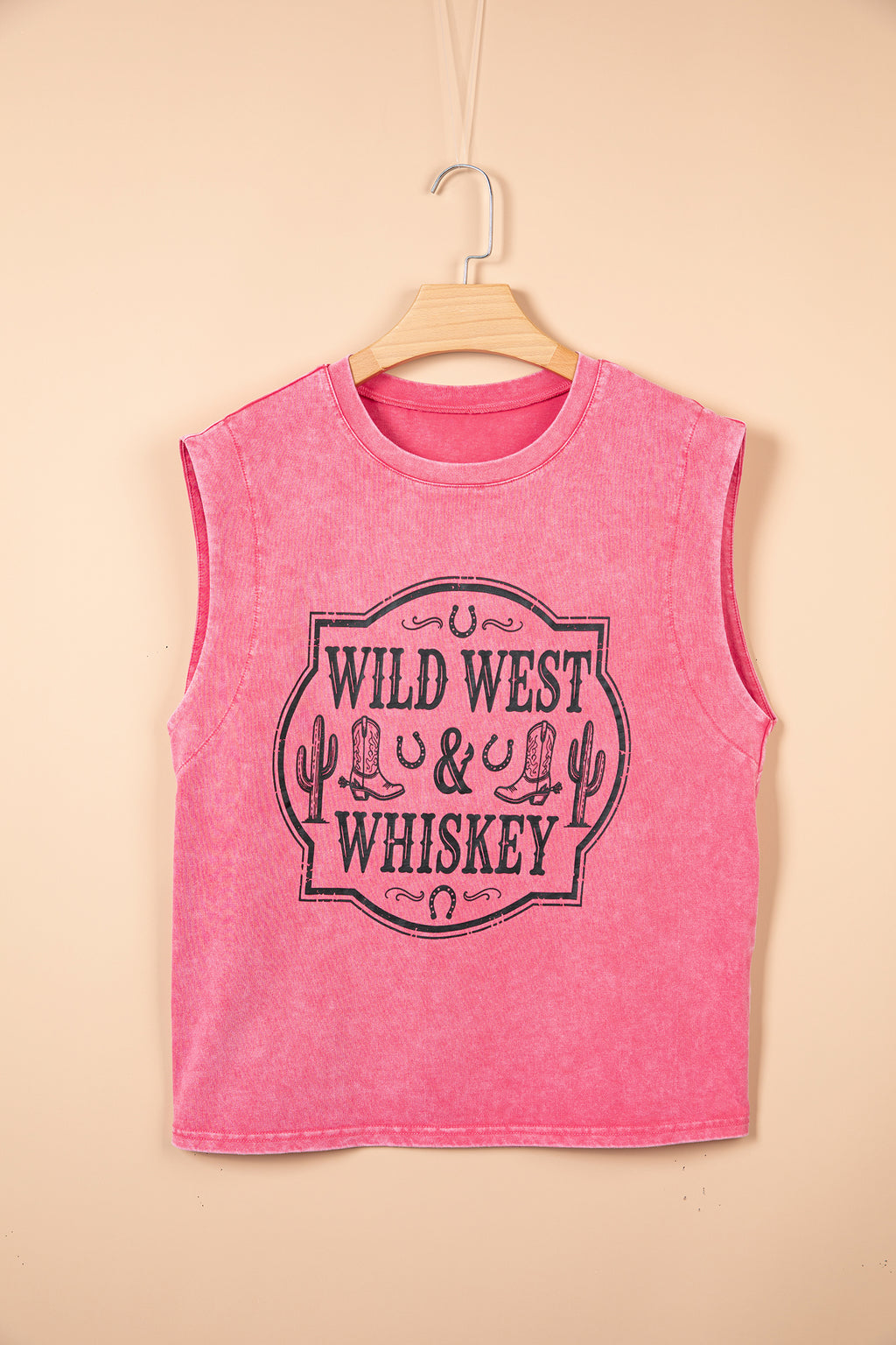 Wild West Whiskey Print Sleeveless Muscle Top