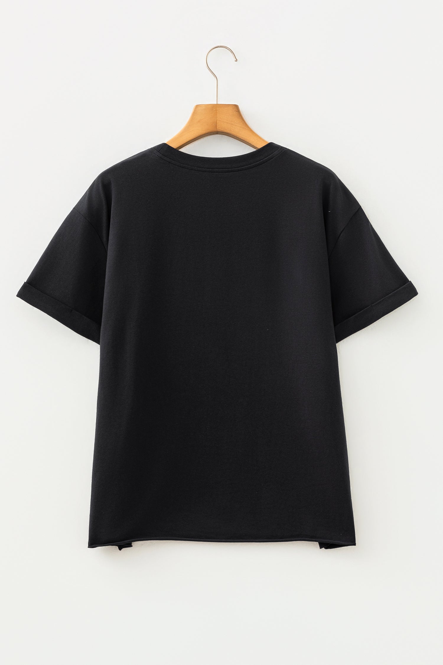 Black Game Day Camo Letter Print Round Neck Casual T Shirt