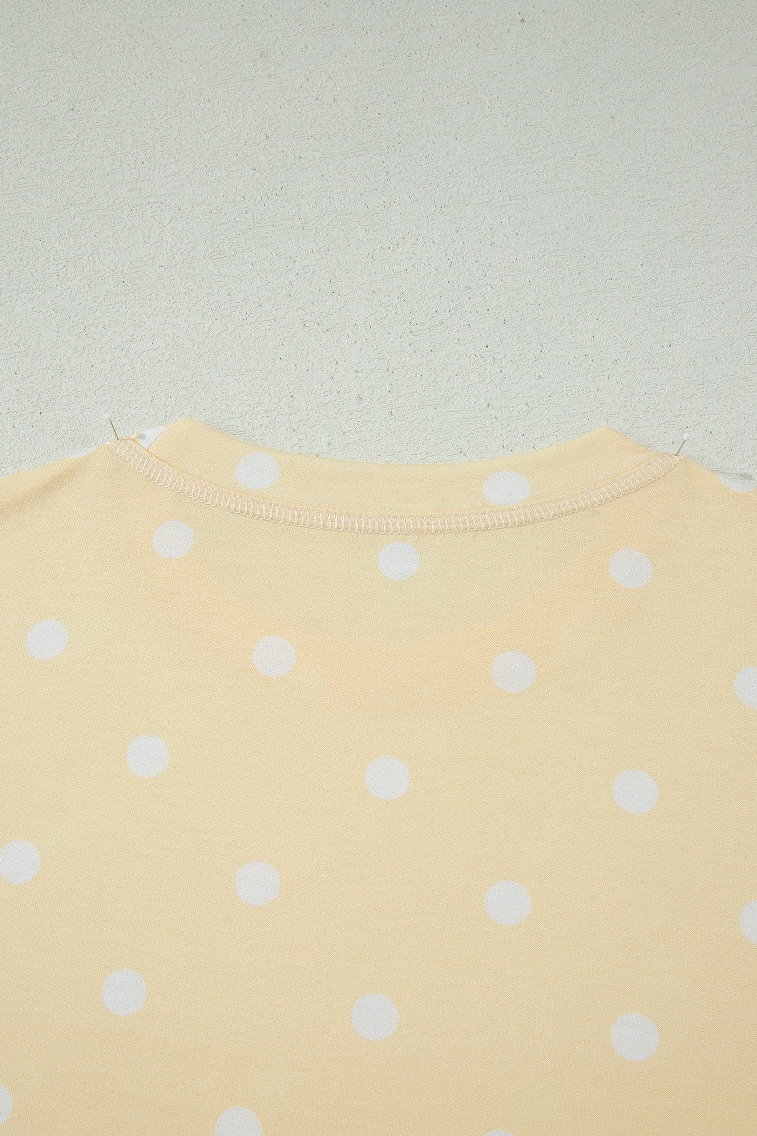 White Exposed Seam Detail Polka Dot Loose Tee Drawstring Shorts Set