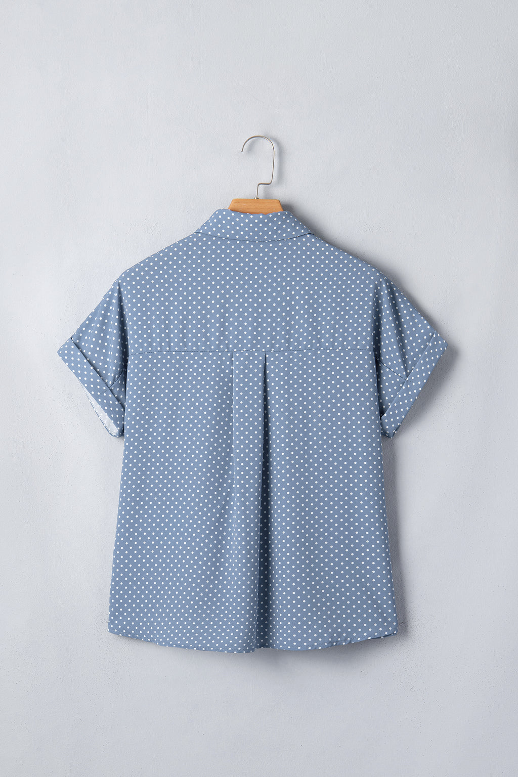 Khaki Dotted Print Cuffed Short Sleeve Shirt