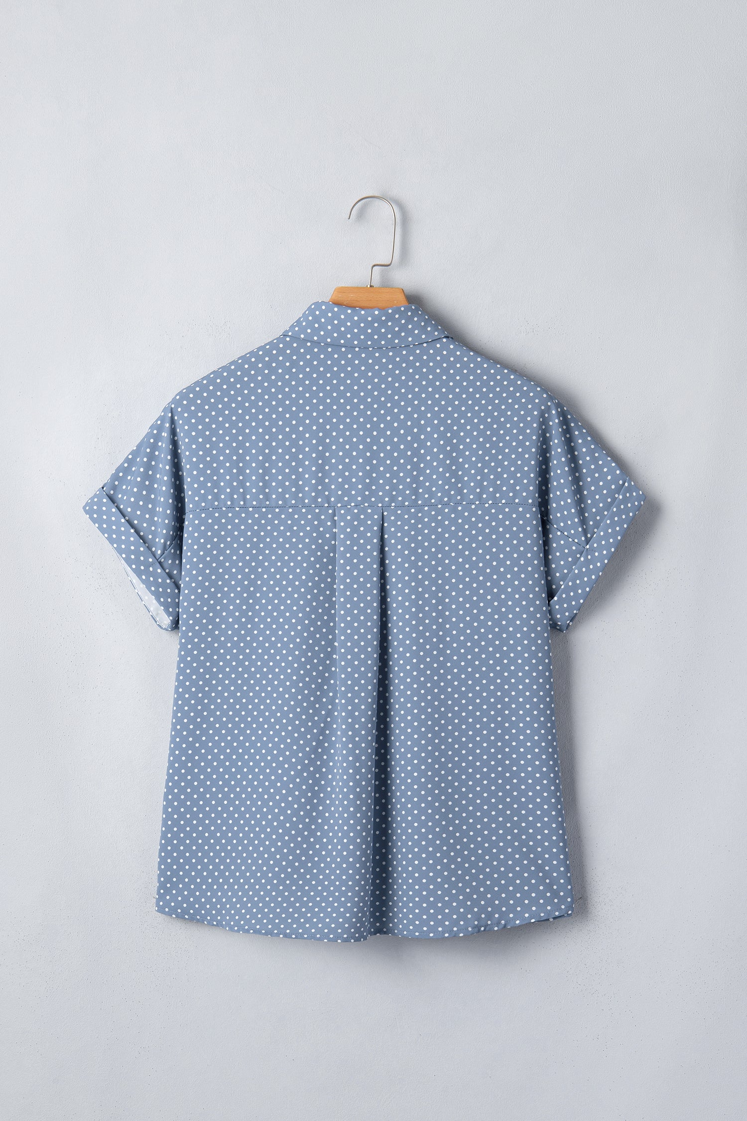 Khaki Dotted Print Cuffed Short Sleeve Shirt