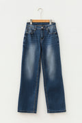Ashleigh Blue Acid Washed Straight Leg Full Length Casual Jeans
