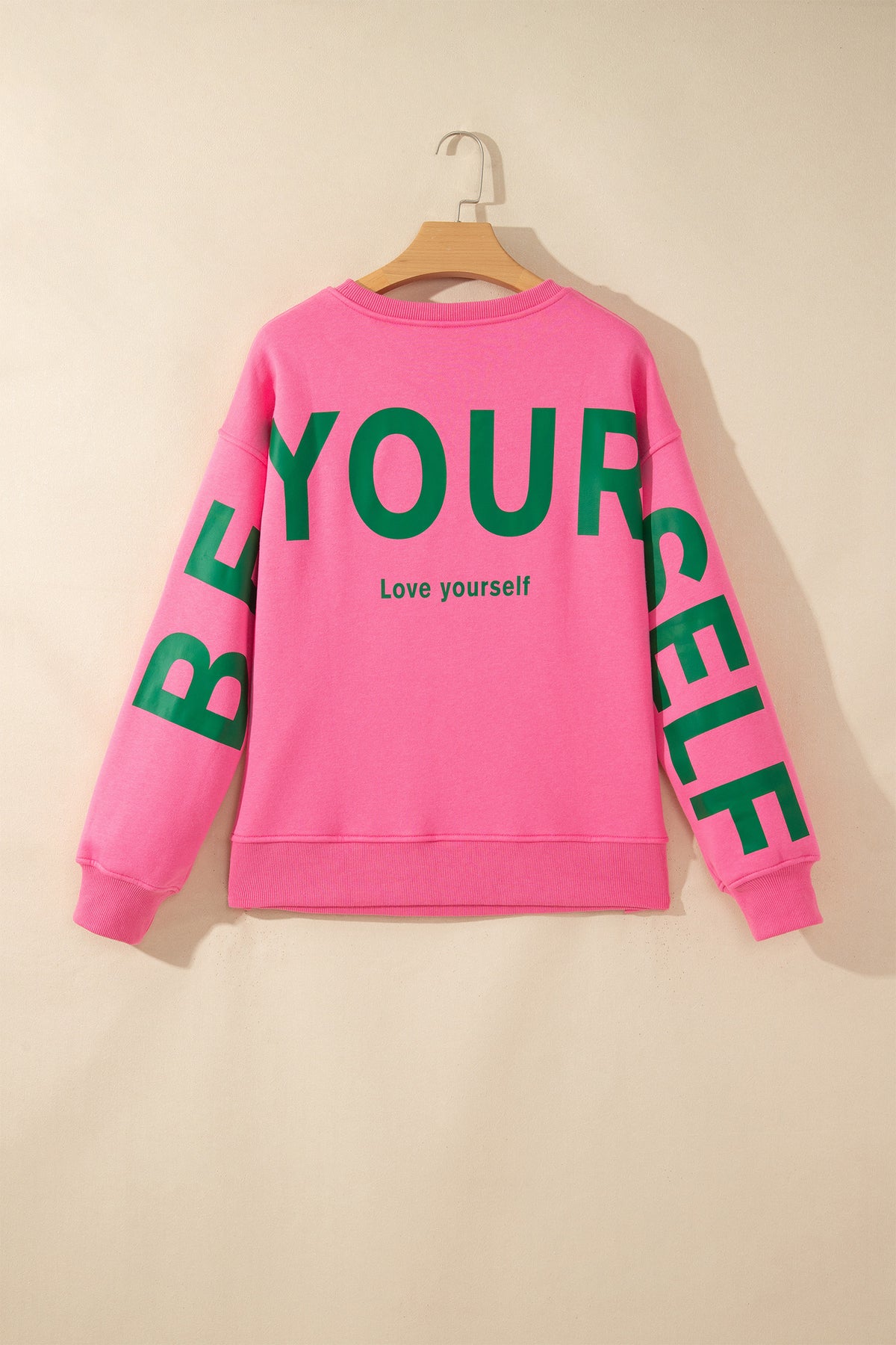 Sachet Pink Slogan Print Round Neck Long Sleeve Sweatshirt