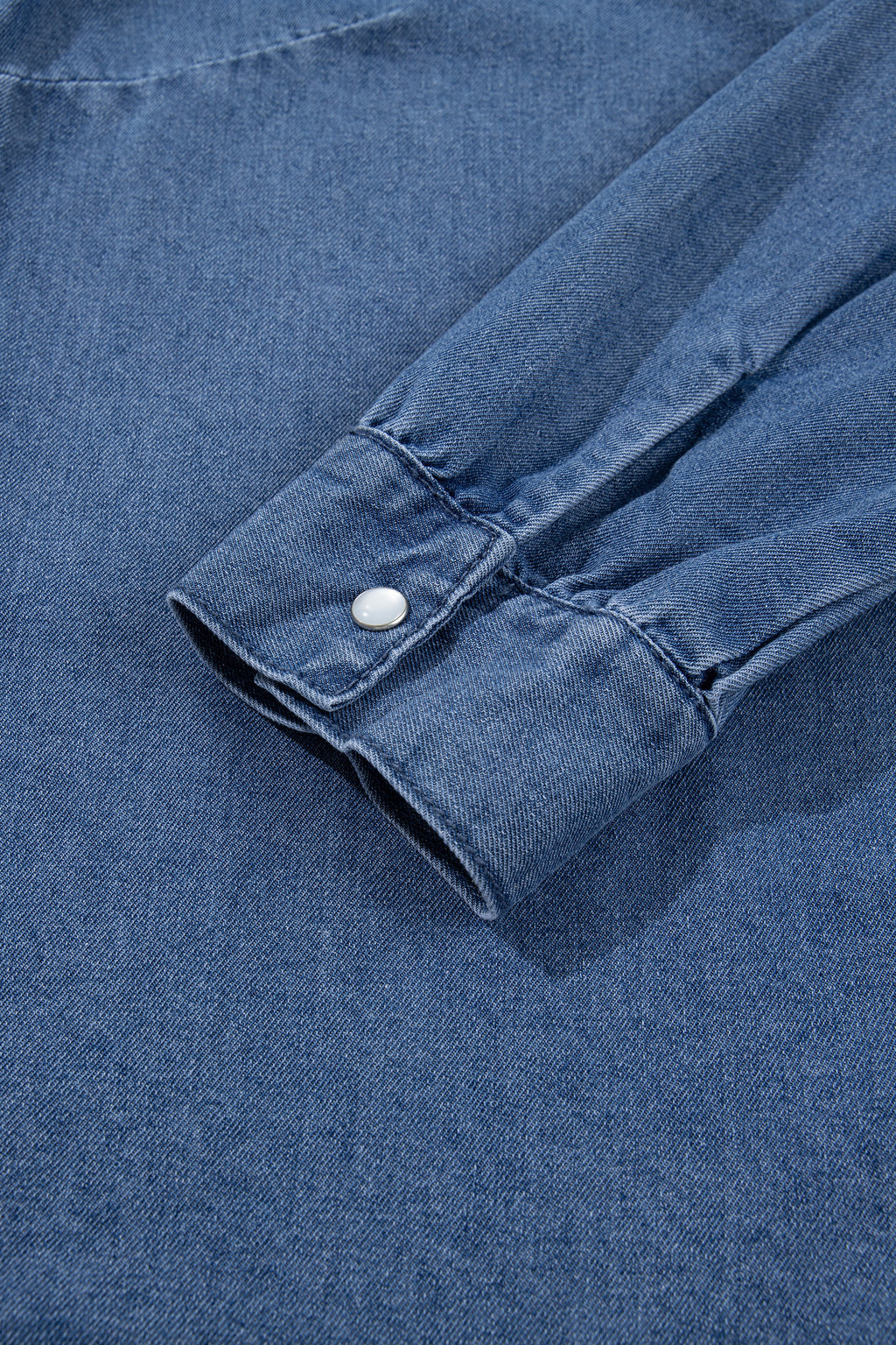 Dusk Blue Western Embroidered Collar Long Sleeve Denim Shirt