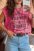 Wild West Whiskey Print Sleeveless Muscle Top